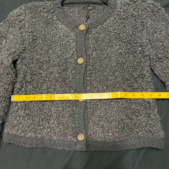Massimo Dutti Boucle Knit Cardigan with button Charcoal Gray - Picture 11 of 12